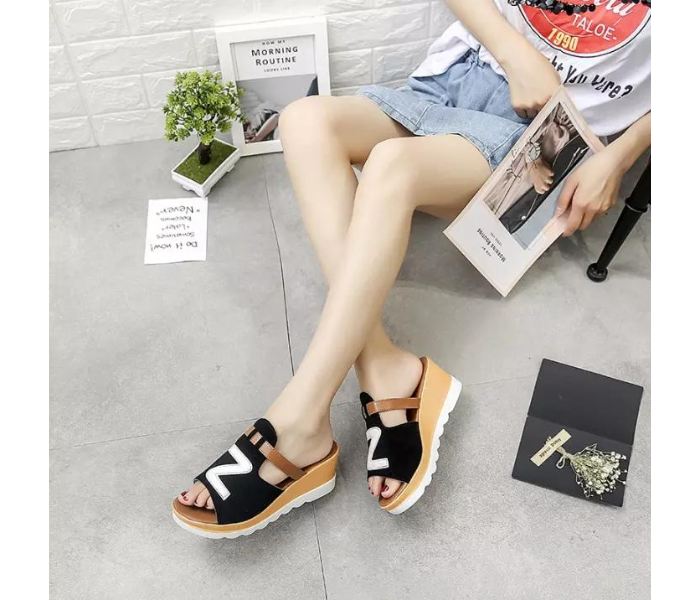 Women Loafers Non Slip Thick Bottom Fashion Wedge Sandals EU 40 - Black - Zoom Image 3