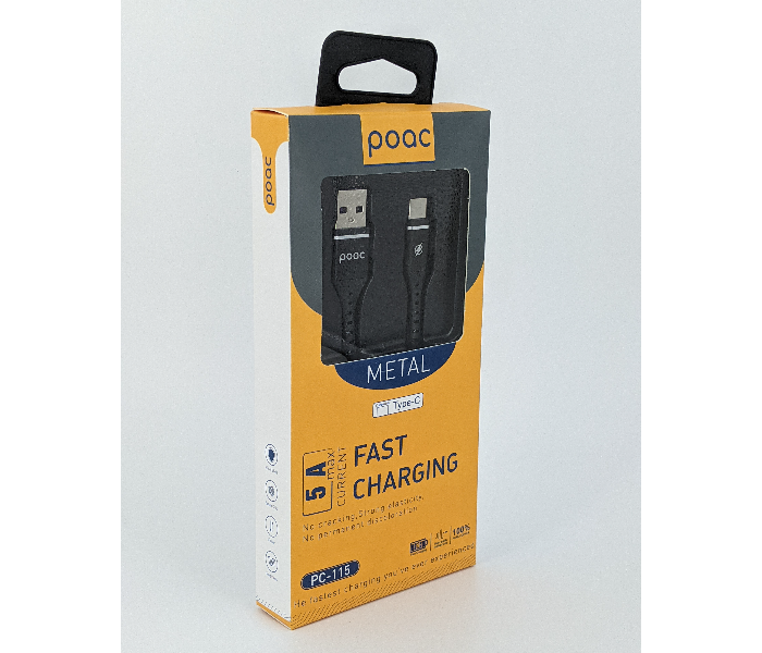 Poac PC-115 Fast Charging Cable-Type C - Black - Zoom Image 3