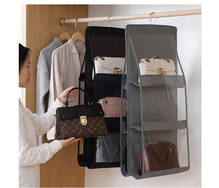 6 Grids Storage Hangers Women Rack Organizer - Black - Zoom Image 2