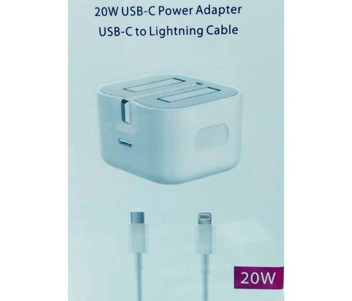 Admos 20W USB-C Power Adapter and USB-C To Lightning Cable - White - Zoom Image 8