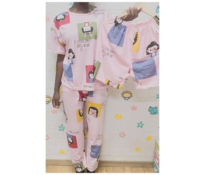 Set of 9 Cute Cartoon Printed Summer Short Sleeve Casual Home Wear Pajamas Set for Women - Zoom Image 1