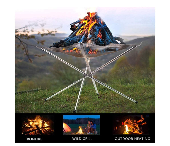 Generic Outdoor Camping Fire Pit Portable Foldable Stainless Steel Mesh Collapsible Fire Pit Outdoor Fireplace Campfire for Camping Backyard Beach Wood Burning - Zoom Image 4