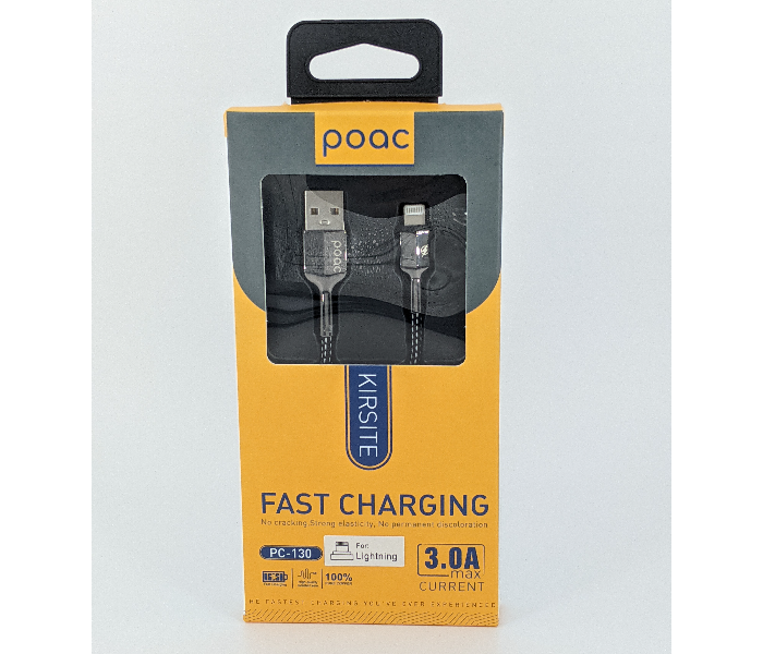 Poac PC-130 Kirsite iphone Fast Charging Cable - Black - Zoom Image 1