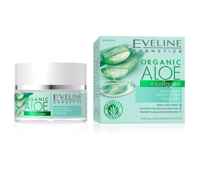 Eveline 67473 50ml Organic Aloe Plus Collagen Moisturizing and Mattifying Face Gel - Zoom Image