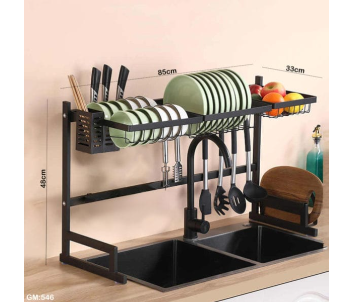 Drain Rack Stainless Steel DeskTop Dish Rack Kitchen Shelf Organizer - Black - Zoom Image 4