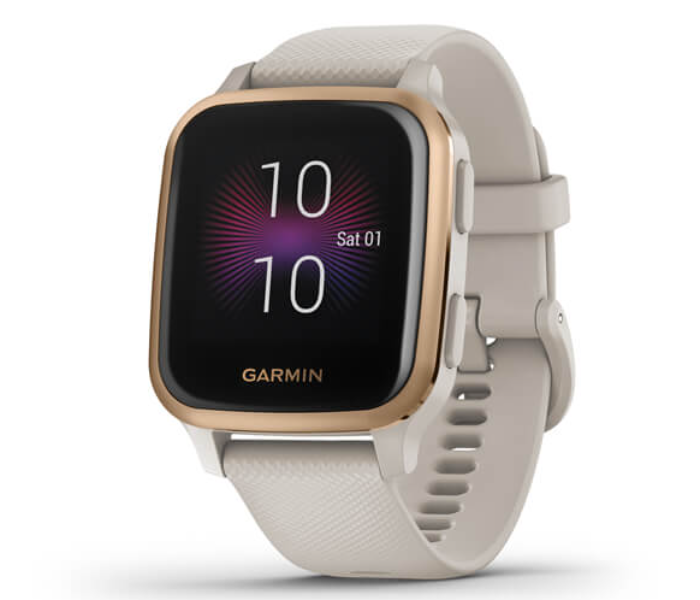 Garmin 010-02426-11 Venu Sq Music Edition with Rose Gold Aluminium Bezel and Light Sand Case Silicone Band - Zoom Image 1