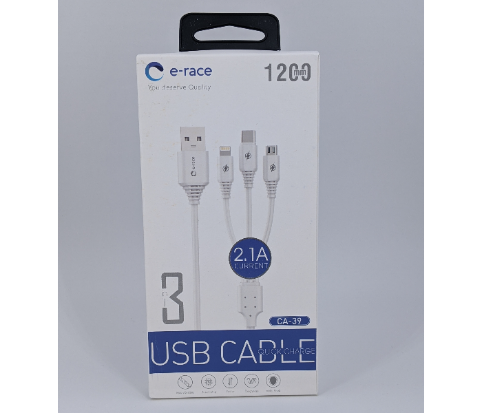 E-Race CA-39 USB Cable - White - Zoom Image 1