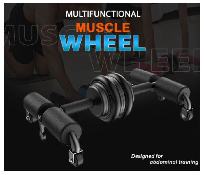 Multifunctional Abdominal Muscle Wheel Push-up Stand Fitness Equipment- Black - Zoom Image 3