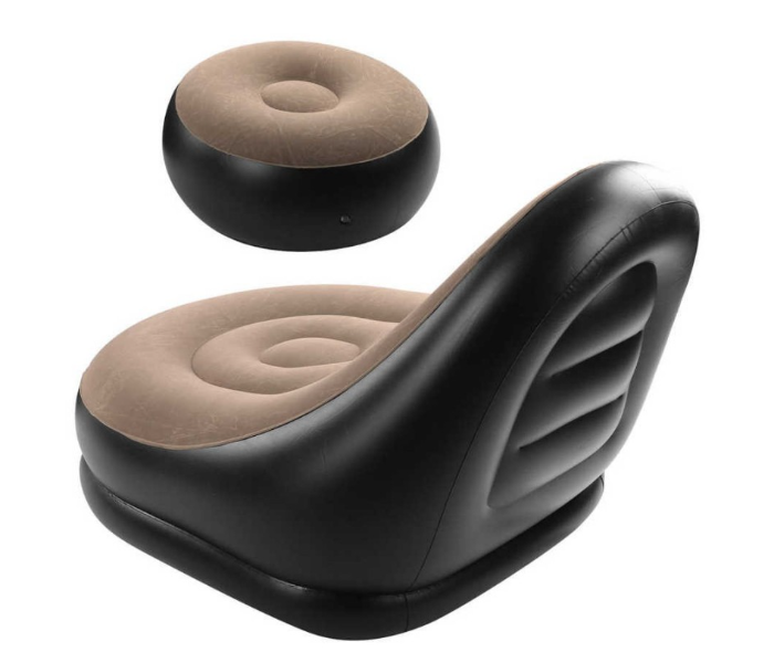 Generic Portable Inflatable Sofa With Footrest - Beige and Black - Zoom Image 4