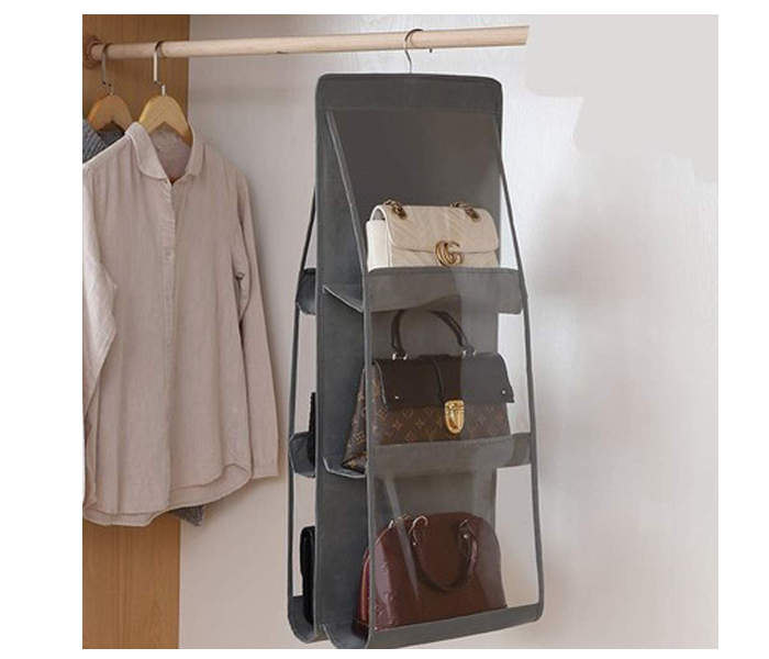 6 Grids Storage Hangers Women Rack Organizer - Black - Zoom Image 3