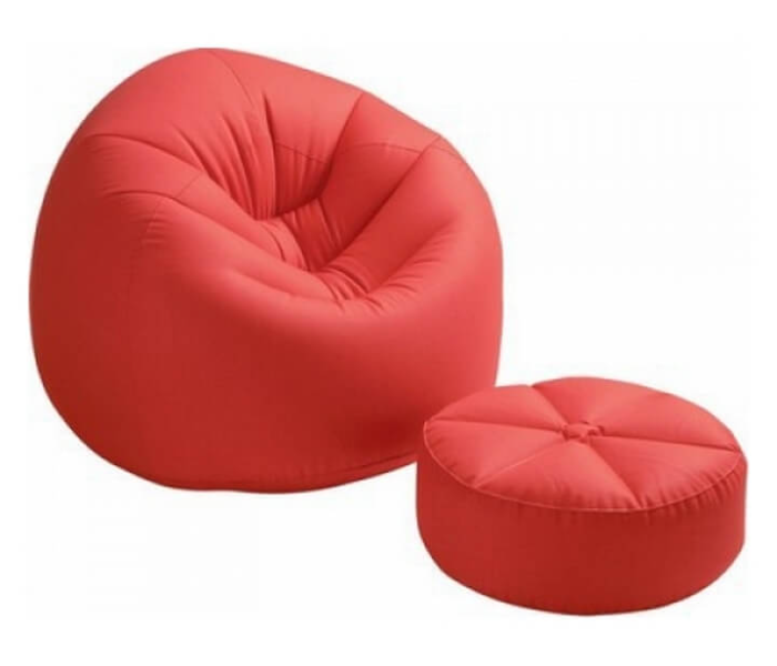 Intex 68558 Inflatable Chair of Comfy Beanless Bag with Padded Stool - Red - Zoom Image 2