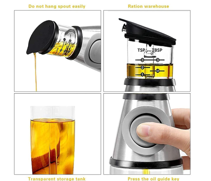 250ml Olive Oil Dispenser Bottle with Drip-Free Spouts - Zoom Image 4