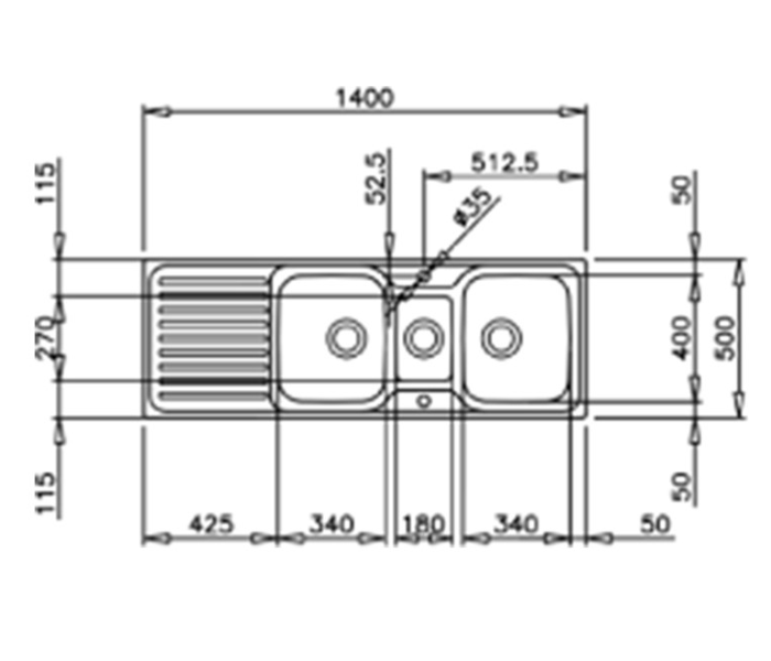 Teka CLASSIC 2 ½ B 1D Two and Half Bowl and One Drain Kitchen Sink - Stainless Steel - Zoom Image 3