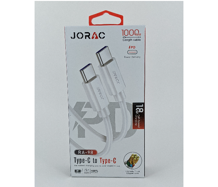 Jorac RA-98 18 Watts Type C to Type C Cable - White - Zoom Image 1