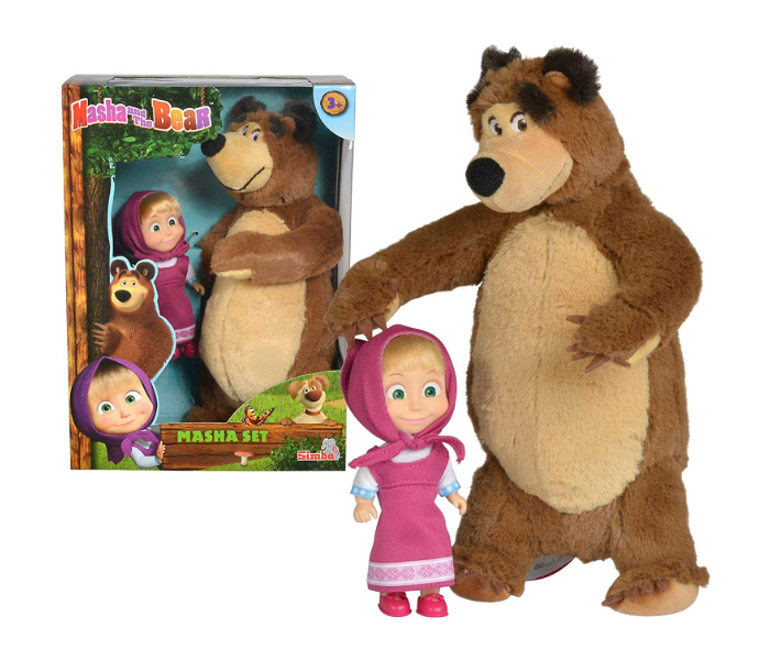 Jada 109301072 Masha Set Plushbear plus Doll Small - Zoom Image 1