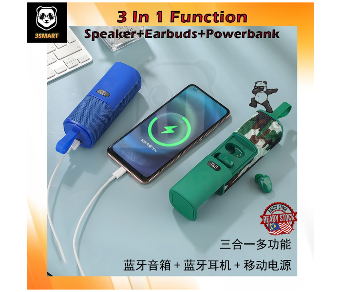 T&G TG807 3 in 1 Multifunctions Wireless Speaker and Earbud with Powerbank - Zoom Image 1