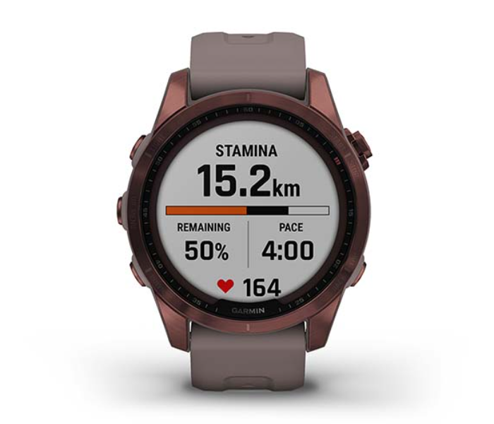 Garmin 010-02539-29 Fenix 7S Sapphire Solar Dark Bronze Titanium with Shale Grey Band - Zoom Image 6