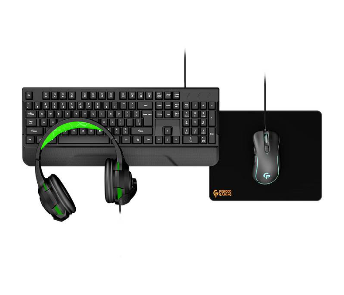 Porodo PDX213-BK 4 In 1 Keyboard Headphone Mouse and Mouse Pad Gaming Set - Black - Zoom Image 3