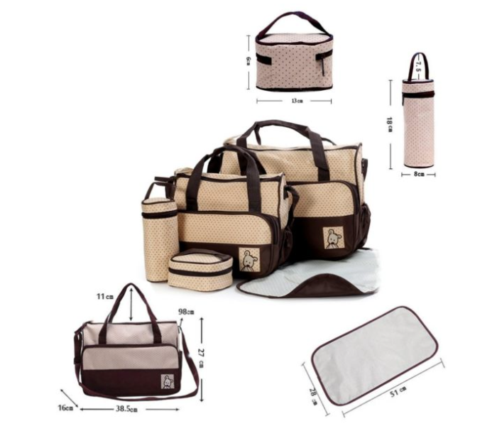 276-4 5 In 1 Multifunctional Baby Diaper Bag - Brown - Zoom Image