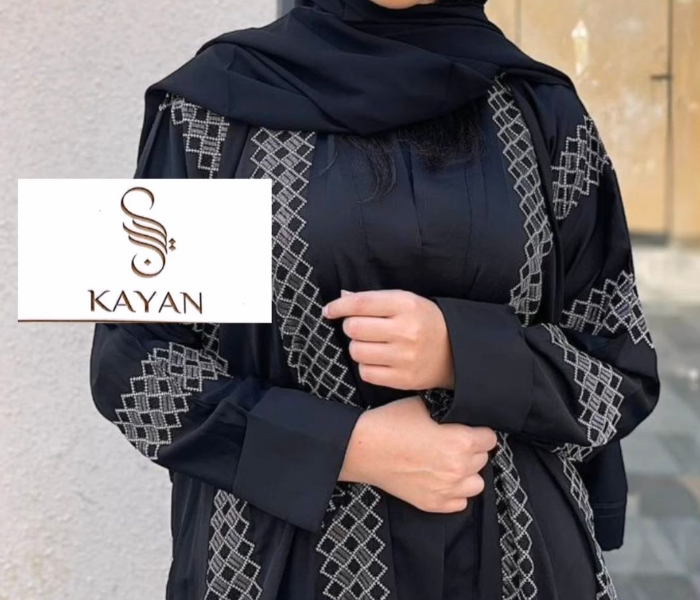 0909 Kayan High Quality Arab Fashion 52 Sized Abaya for Women - Black - Zoom Image 3