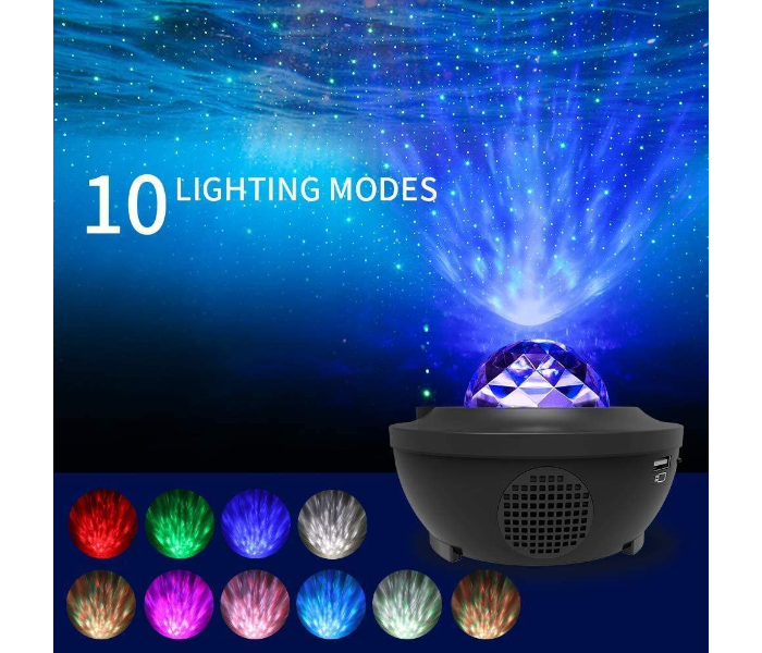 2 in 1 Starry Light and Ocean Wave Projector with Remote Control 10 Colors Changing Music Player with Bluetooth Dimmable Star Light Projector Led Night Light  - Zoom Image 1