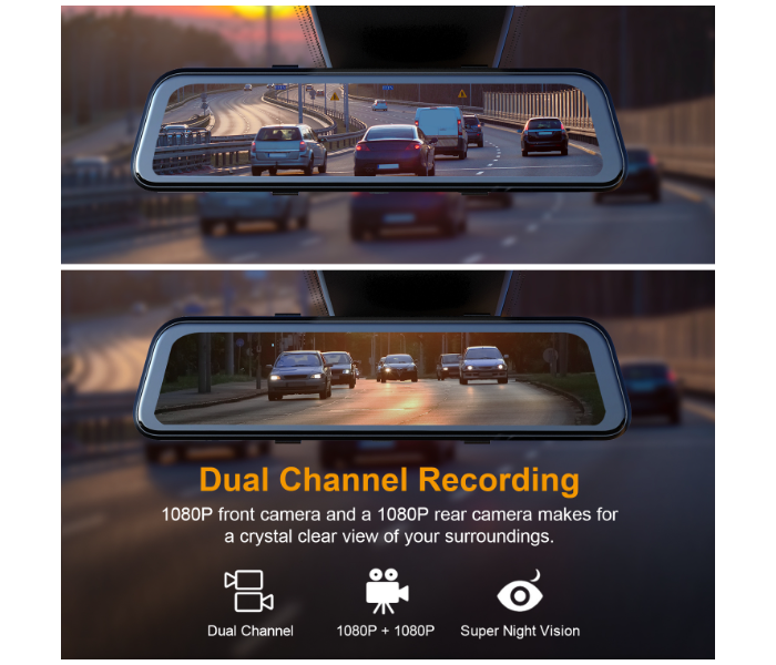 Rexing M2 Smart BSD ADAS Full HD 1080p Built In GPS Dual Mirror Dash Camera - Black - Zoom Image 3