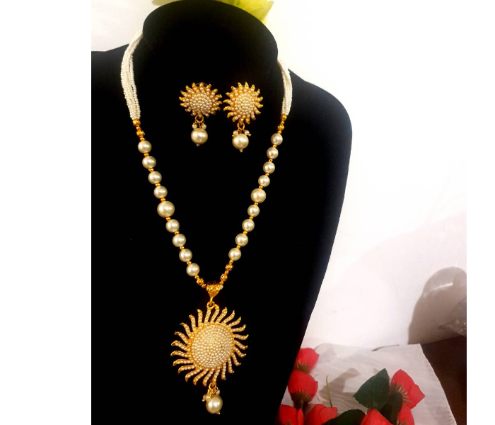 Strabella NC4006b Beautiful Chain with Pendant and Earring for Women - Gold - Zoom Image