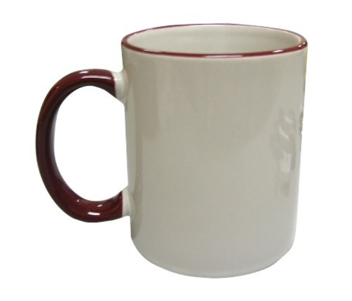 VS072 Ceramic Mug with Handle and Rim - White - Zoom Image