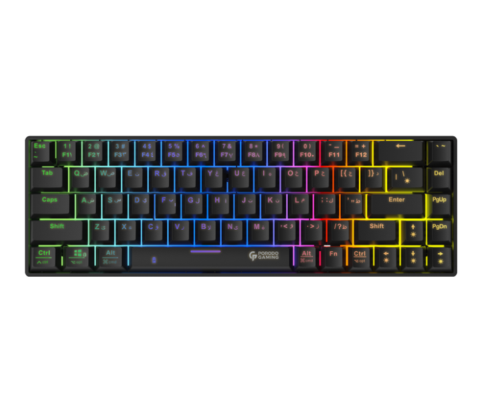 Porodo PDX214-BK 68 Keys Gaming Keyboard with Bluetooth Dual Version - Black - Zoom Image 1