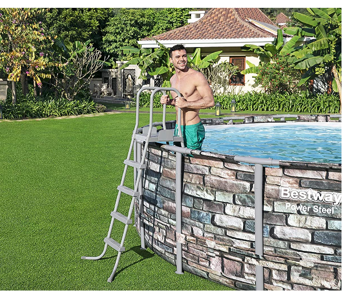 Bestway 58337 1.32m Swimming Pool Safety Ladder - Grey - Zoom Image 2