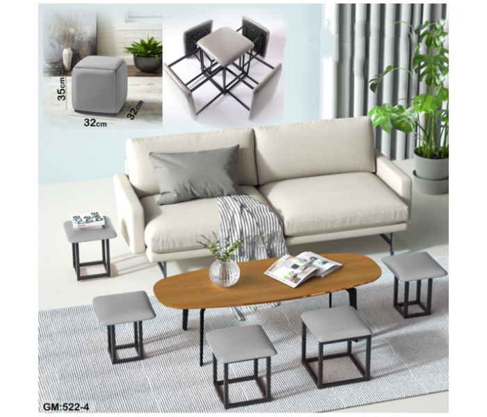 522-4 5 In 1 Cube Combination Fold Stools With Wheels - Grey - Zoom Image