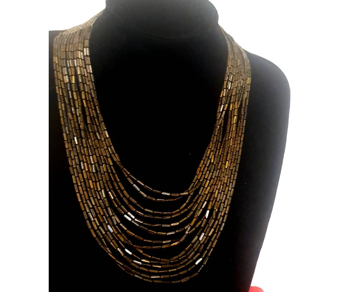 Strabella NC6011 Beautiful Layered Beaded Necklace for Women - Gold - Zoom Image