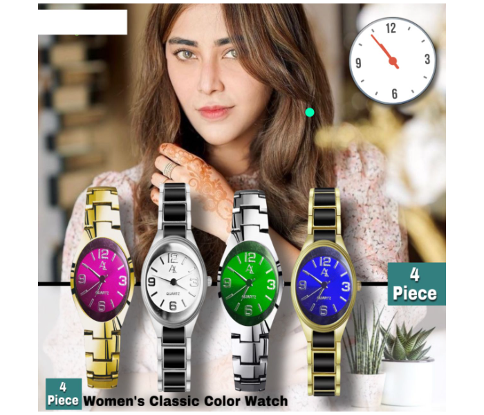 4 Piece Classic Color Analog Watch for Women - Zoom Image