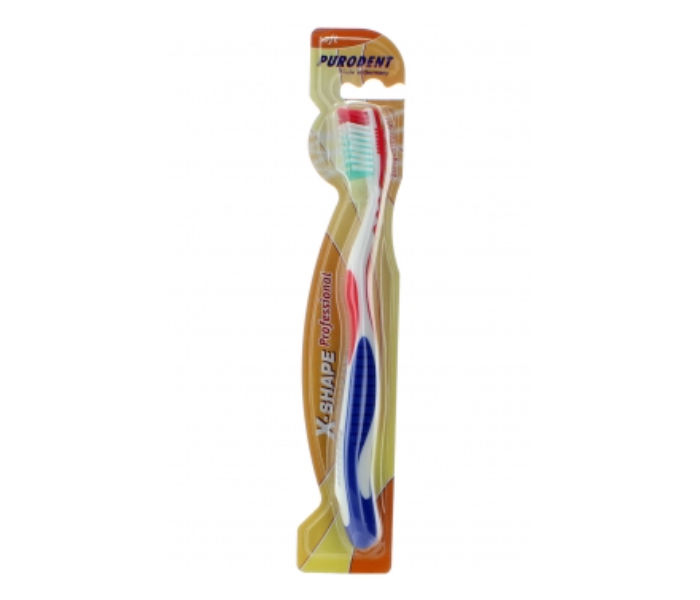 Purodent 50142 X Shape Soft Tooth Brush - White, Red and Blue - Zoom Image