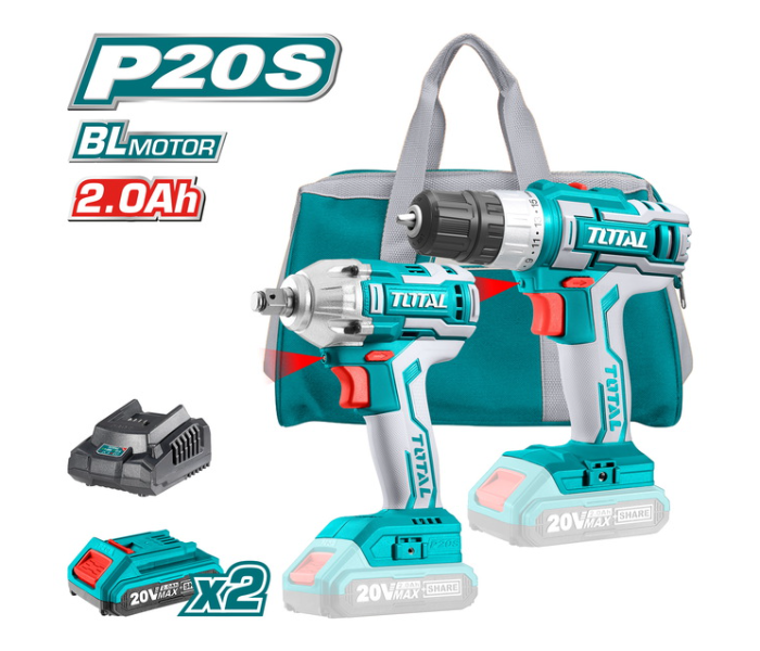 Total TCKLI2007 Li-ion Cordless Combo Kit 20v-2ah - Blue - Zoom Image 1