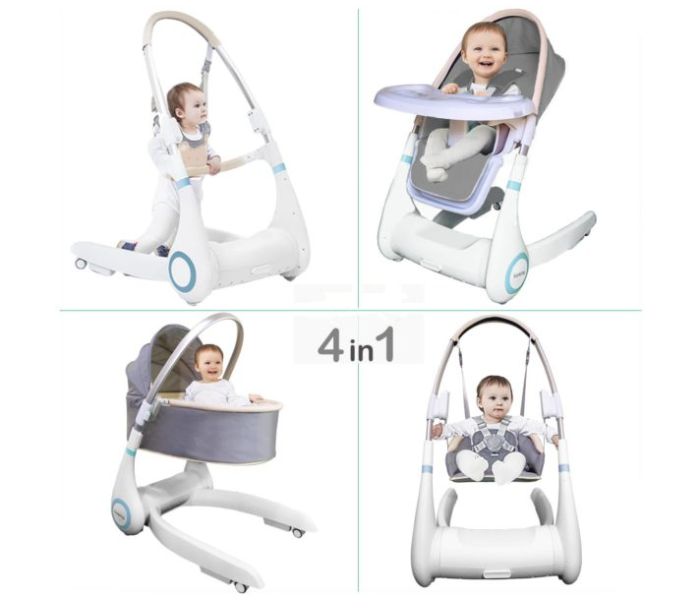 274-3 4 In 1 High Chair With Swing for Babies - Grey - Zoom Image