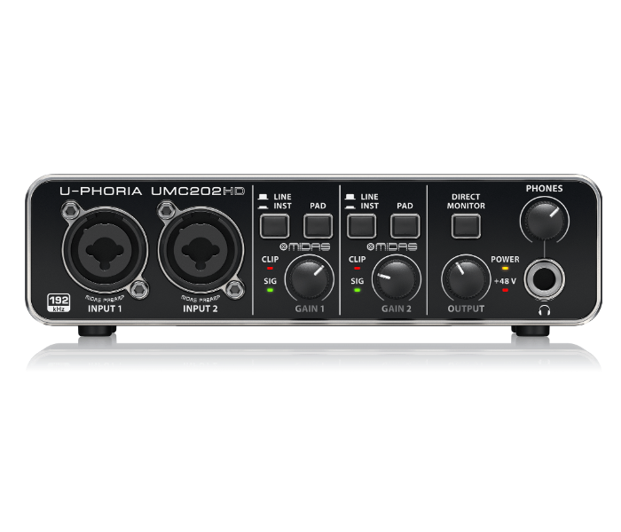 Behringer U-PHORIA UMC202HD USB Audio Interface with Midas Mic Preamplifiers - Black - Zoom Image 1