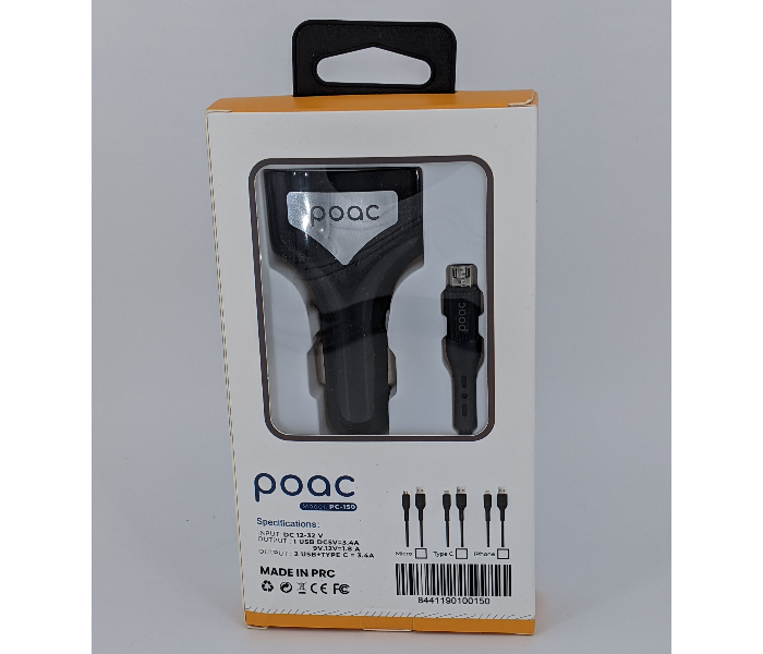 Jorac PC-150 35 Watts 3 USB Speed iphone Car Charger - Black - Zoom Image 4