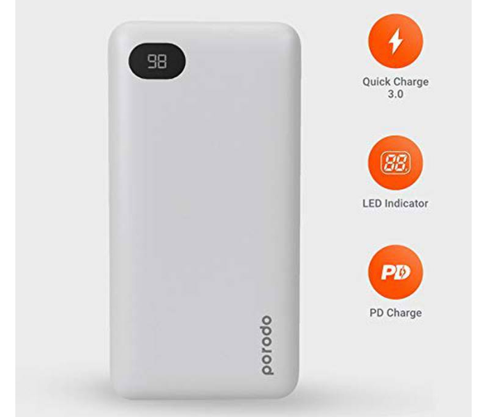 Porodo PD-PBFCH003-WH 20000mAh 4 Port Power Bank - White - Zoom Image 2