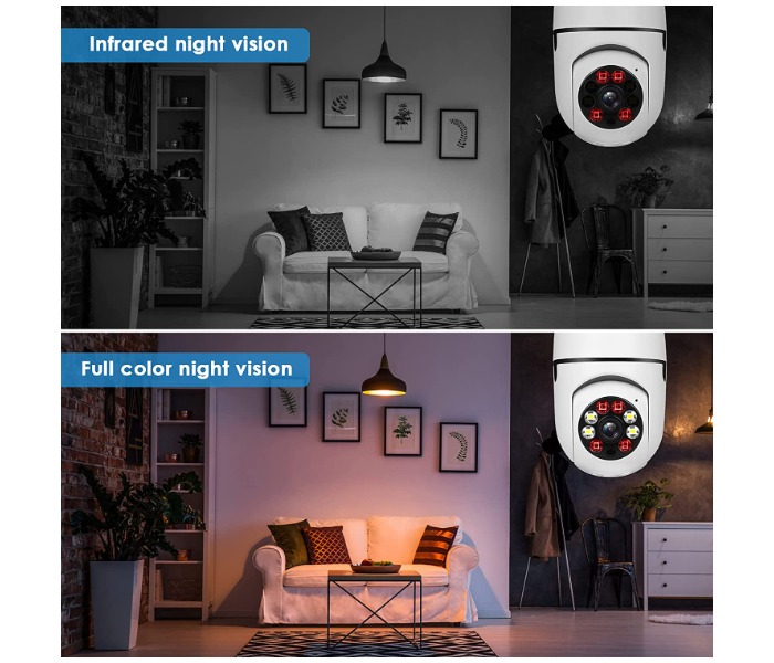 Generic Bulb with 1080P Security Camera Wireless Connector with WiFi Smart Motion Detection and Alarm - White - Zoom Image 6