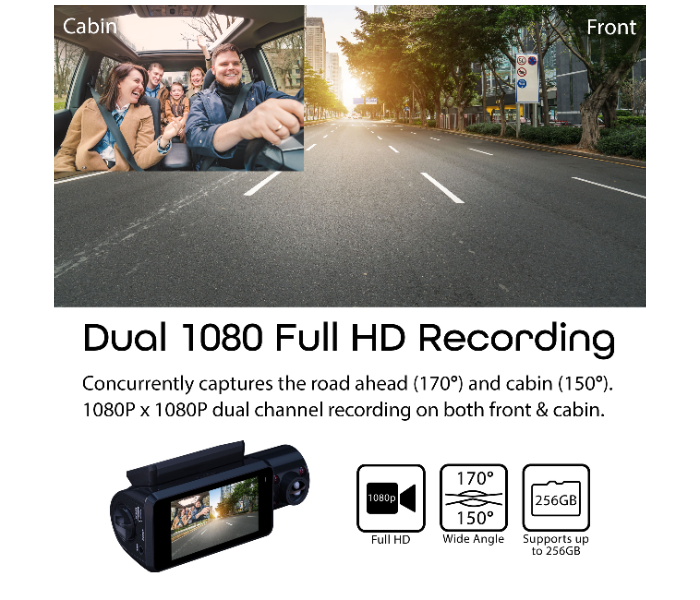 Rexing V3 Plus Full HD 1080p with WiFi and Built In GPS Dash Camera - Black - Zoom Image 4