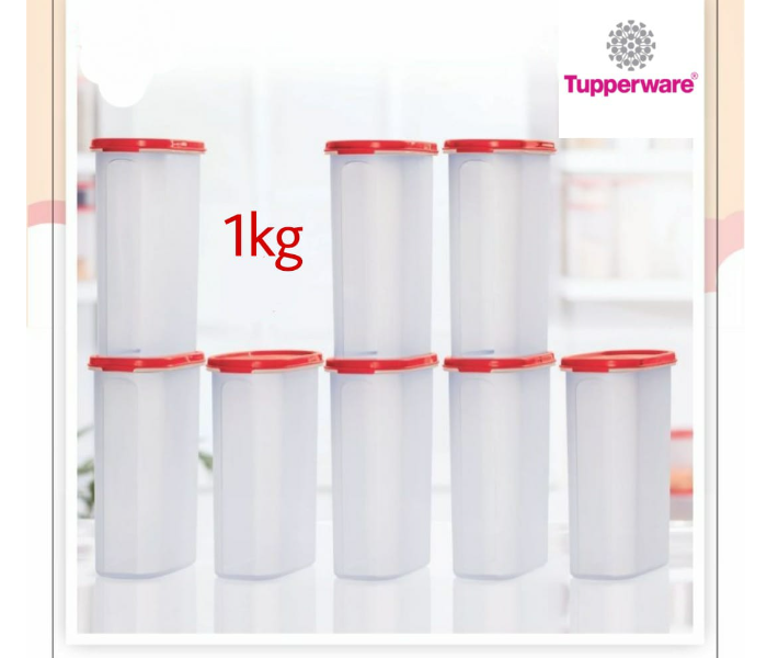 Tupperware 1Kg One Pc Lightweight Canister Storage Boxes - White and Red - Zoom Image