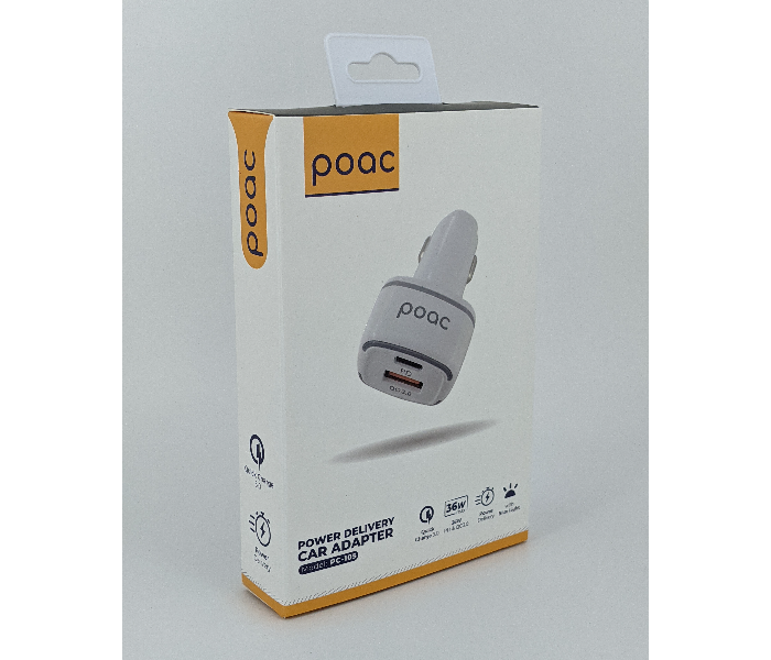 Poac PC-105 PD 36 Watts Car Adapter - White - Zoom Image 3