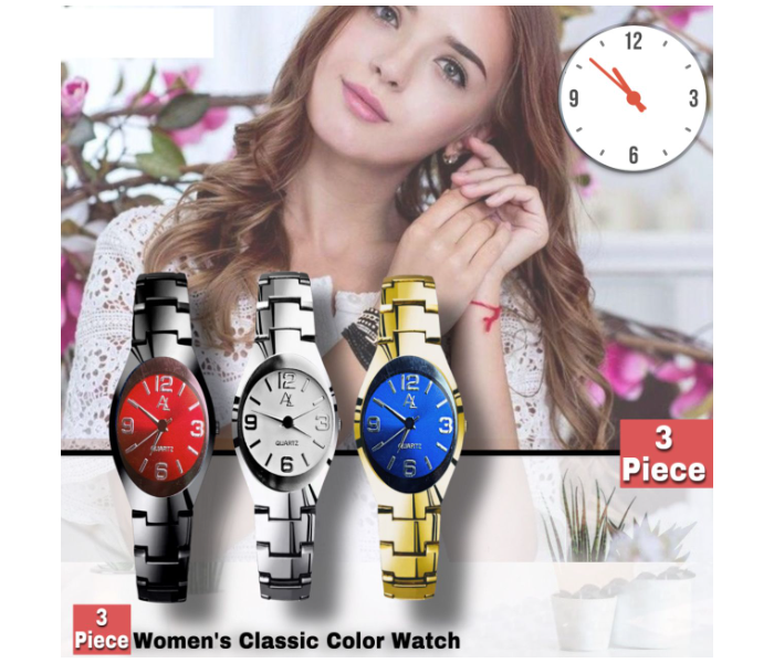 3 Piece Classic Color Analog Watch for Women - Zoom Image