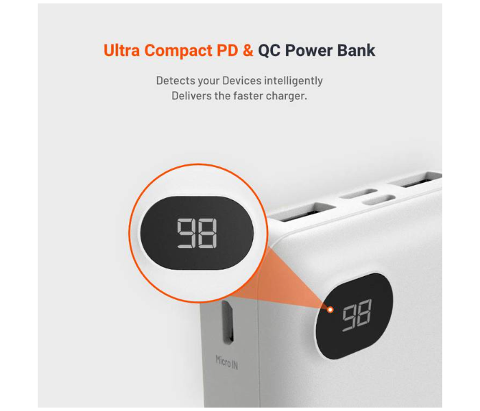 Porodo PD-PBFCH002-WH 10000mAh 4 Port Power Bank - White - Zoom Image 3