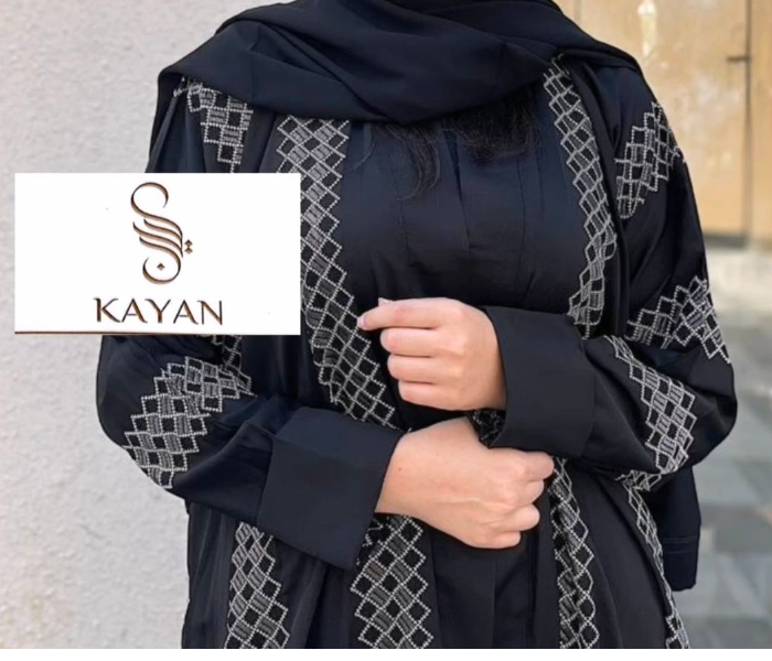 0909 Kayan High Quality Arab Fashion 58 Sized Abaya for Women - Black - Zoom Image 4