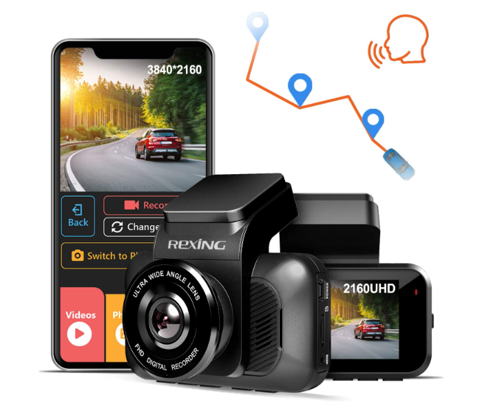 Rexing V5 Plus Built In GPS Dash Camera - Black - Zoom Image 1