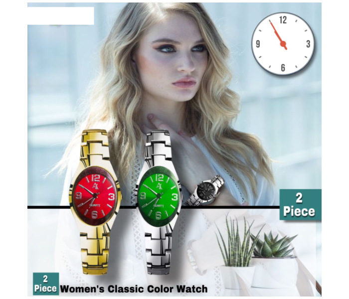 2 Piece Classic Color Analog Watch for Women - Zoom Image