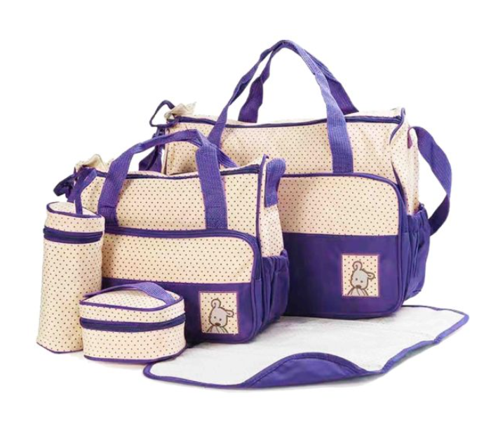 276-4 5 In 1 Multifunctional Baby Diaper Bag - Purple - Zoom Image