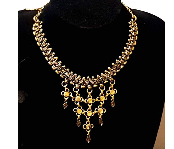 Strabella NC4-11 Beautiful Oxidised Necklace for Women - Gold - Zoom Image